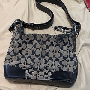 Coach Signature Black and Tan Shoulder Bag
